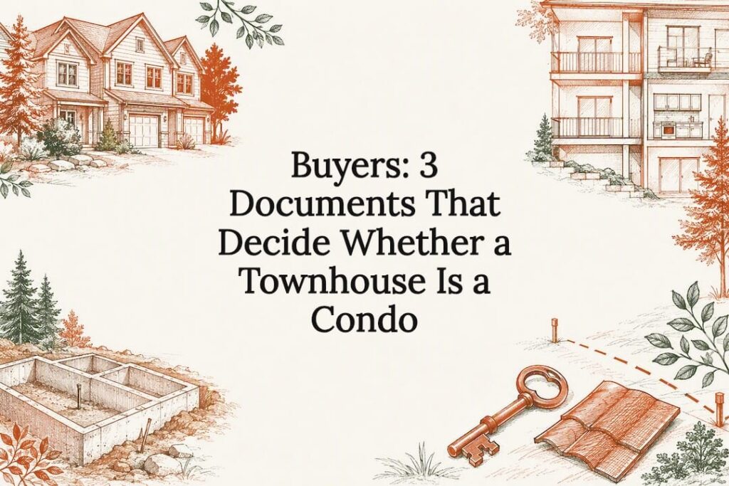 Townhouse and condo title card illustration