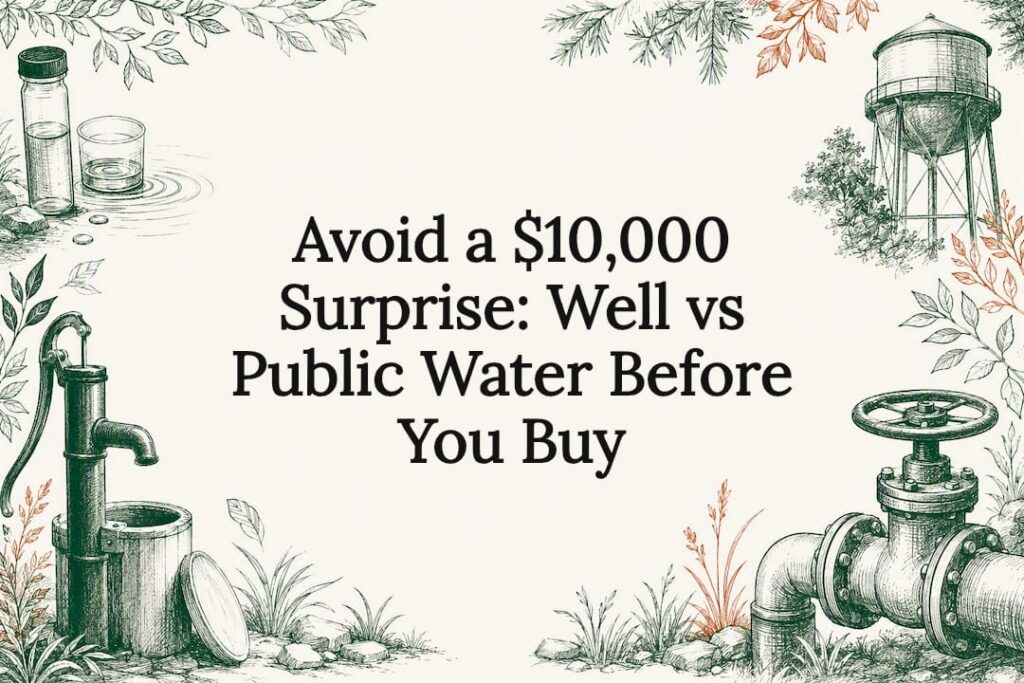Decorative well and public water title card