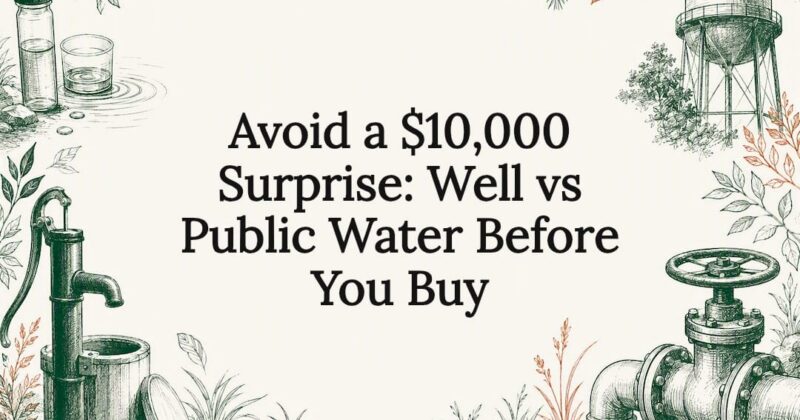 Decorative well and public water title card