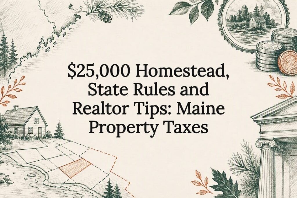 Decorative Maine property tax title card