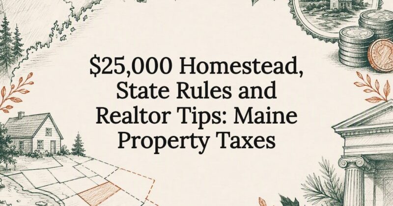 Decorative Maine property tax title card