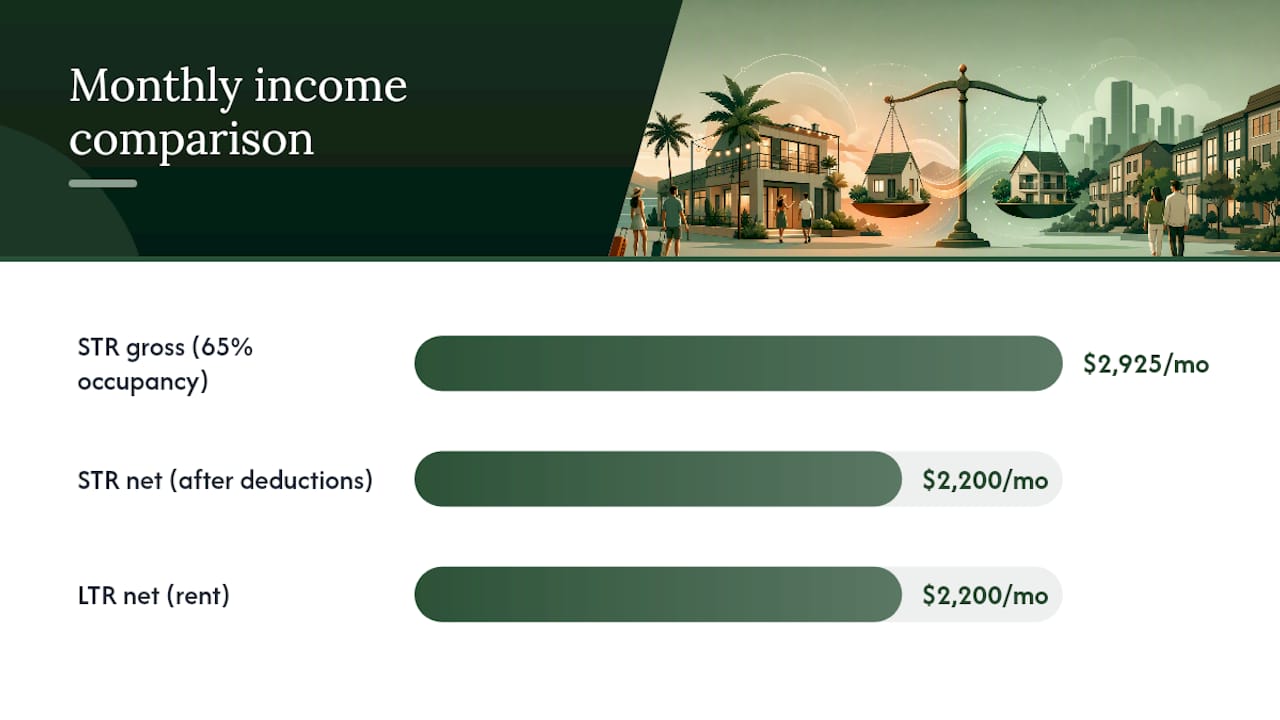 Short- and long-term rental income comparison