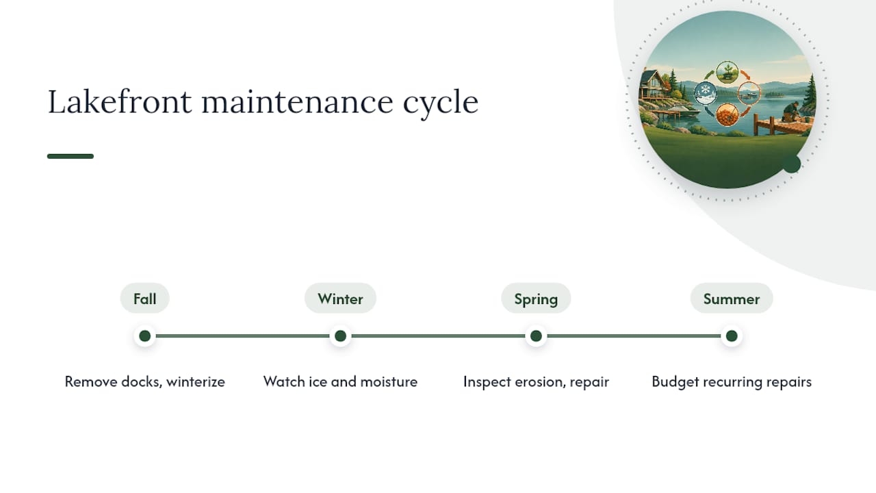 Seasonal lakefront home maintenance cycle