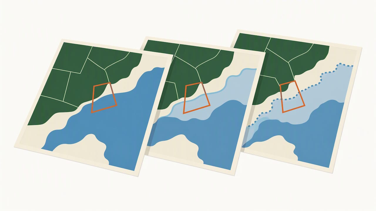 Three flood map statuses shown as layers