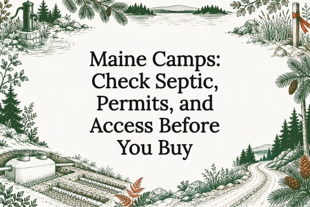 Hand-drawn Maine camp buyer checklist title card