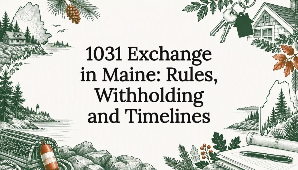 Maine property exchange title card illustration