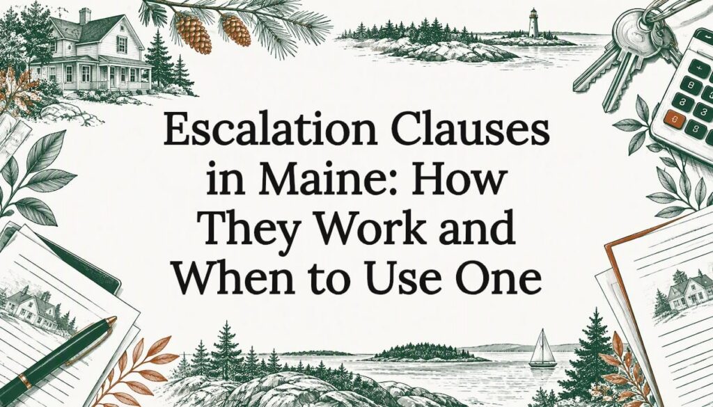 Hand-drawn Maine home offer title card
